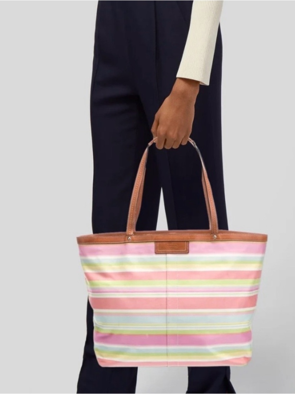 Coach Hampton Pastel Muti-colored Striped Tote - AS IS